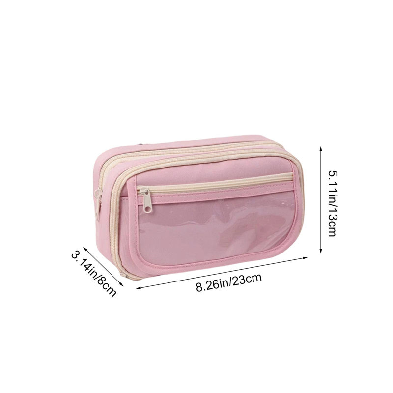 Trousse à crayons grande capacité pour étudiants, élégante et multifonctionnelle, résistante et compacte, Rose