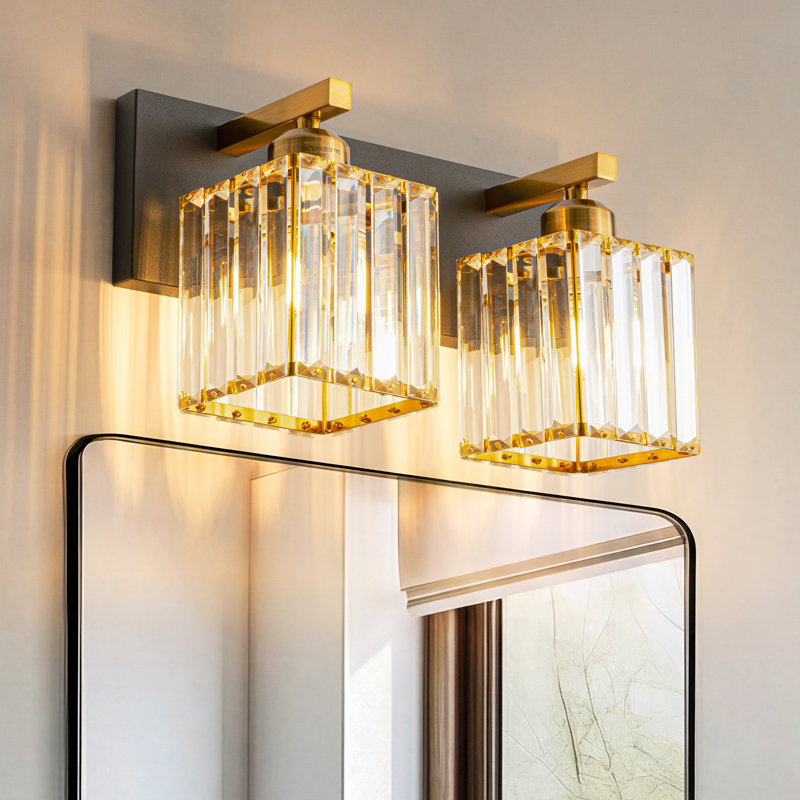 Lanceton Dimmable Vanity Light, Black/Gold, 2 Lights