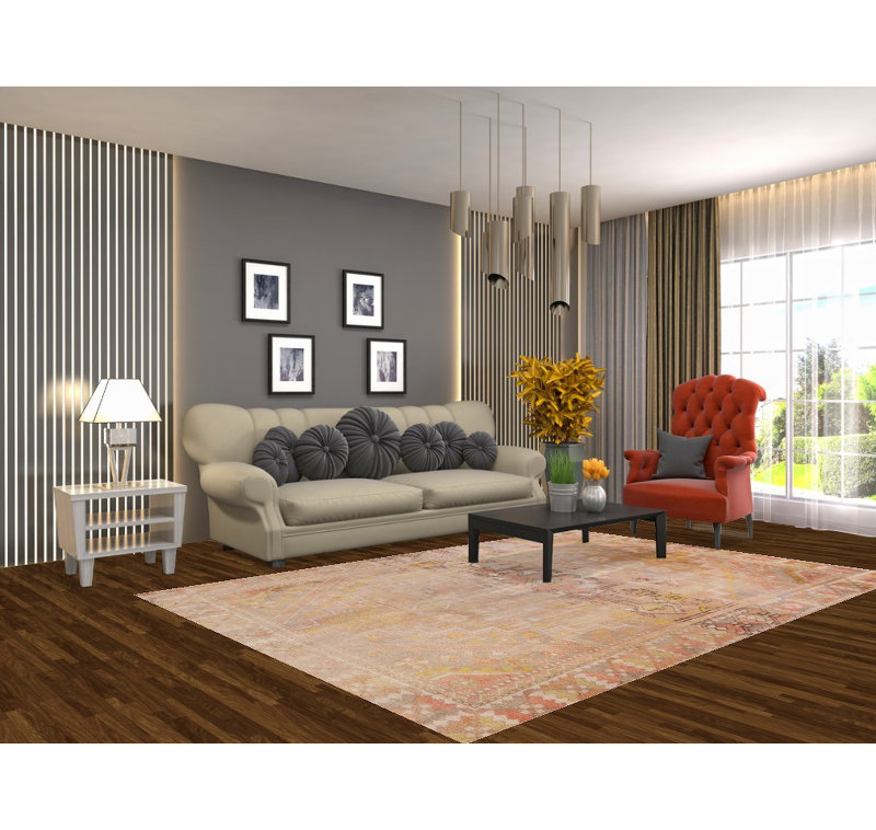 Tapis traditionnel en laine vieillie 6 x 9