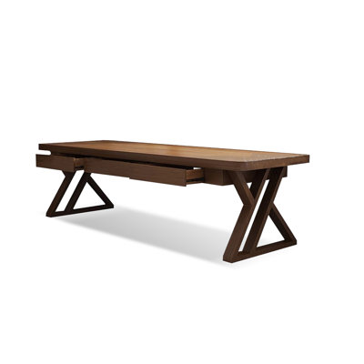 Bureau rectangulaire en bois massif avec tiroirs Walnut