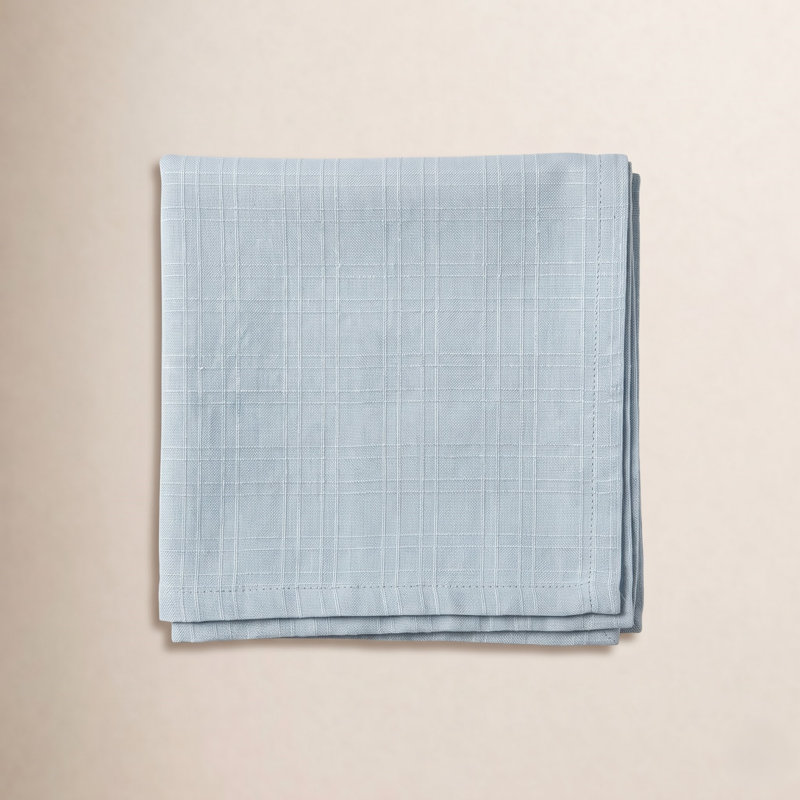 Classic Stitched Plaid Table Runner, Blue, 108" L x 16" W