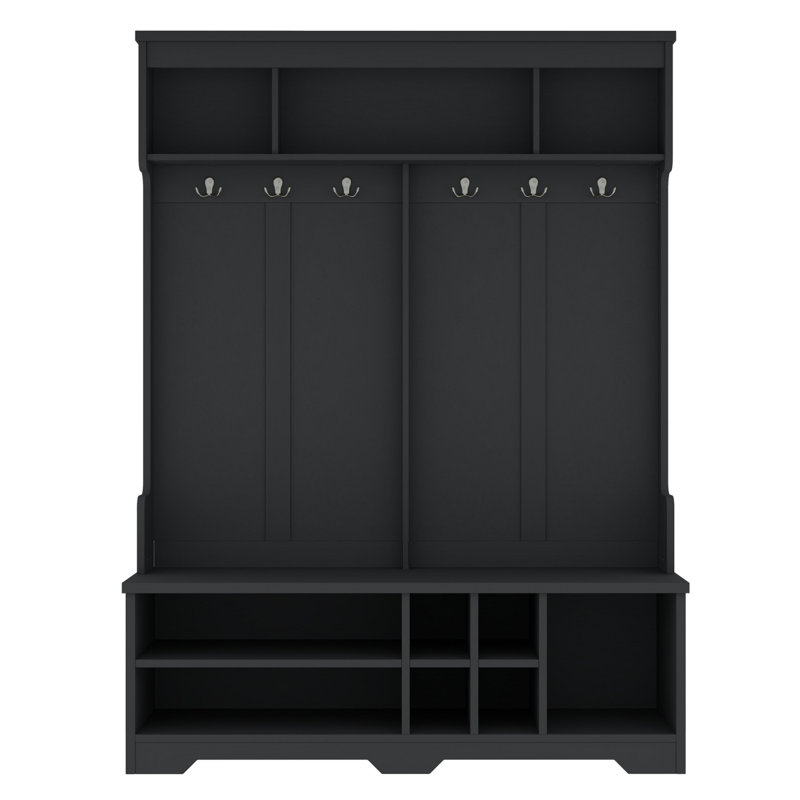Banc à chaussures 59W et portemanteau, Noir