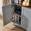 Armoire de rangement arquée avec appliques décoratives, buffet en panneau de fibres à densité moyenne anti-égratignures, tablettes et charnières réglables, sangle anti-basculement, armoire à vin de rangement autoportante pour le salon et la salle à manger-666303753
