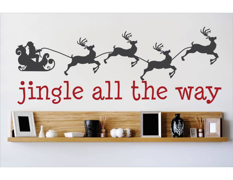 Décalcomanie murale tous the way jingle, H 8 po x l 20 po x P 0,16 po, Noir / Rouge