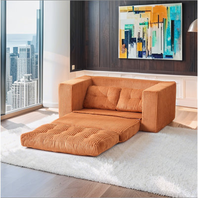 Loveseat Sofa Bed With Memory Foam & Steel Frame - No Assembly, Convertible 2-In-1 Design, Corduroy Fabric - Compact Couch For Small Spaces, Apartments, Home Office & Bedroom