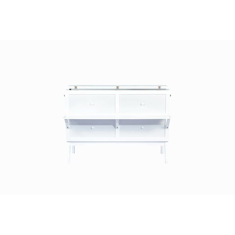 Lit escamotable avec port USB et tablettes amovibles de chaque côté, lit escamotable en pin massif pour bureau personnel, chambre d'amis