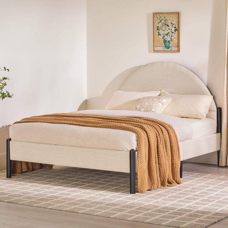 Liann Upholstered Queen Platform Bed, Oatmeal