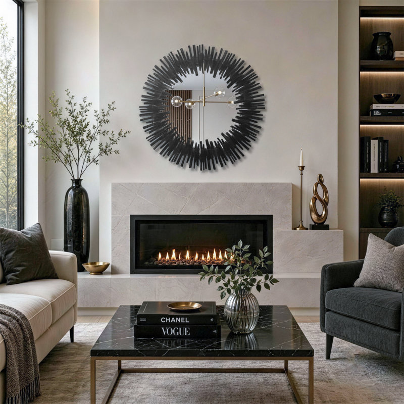 Sunburst Black Wall Mirror