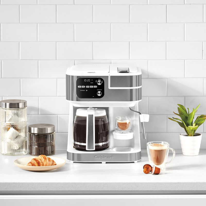 White Stainless Steel 4-in-1 Coffee and Espresso Maker
