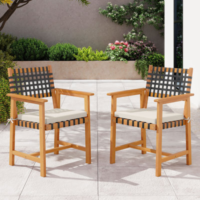 Ensemble de 4 chaises de patio en bois d'acacia avec coussins moelleux