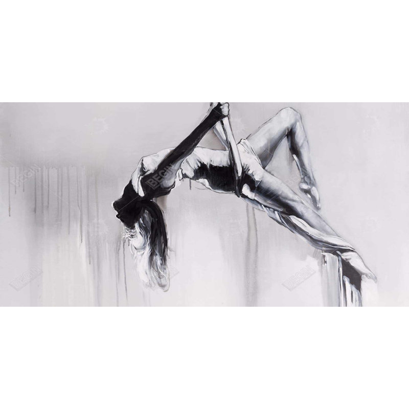 Danseuse sur contorsion aérienne - impression encadrée monochrome