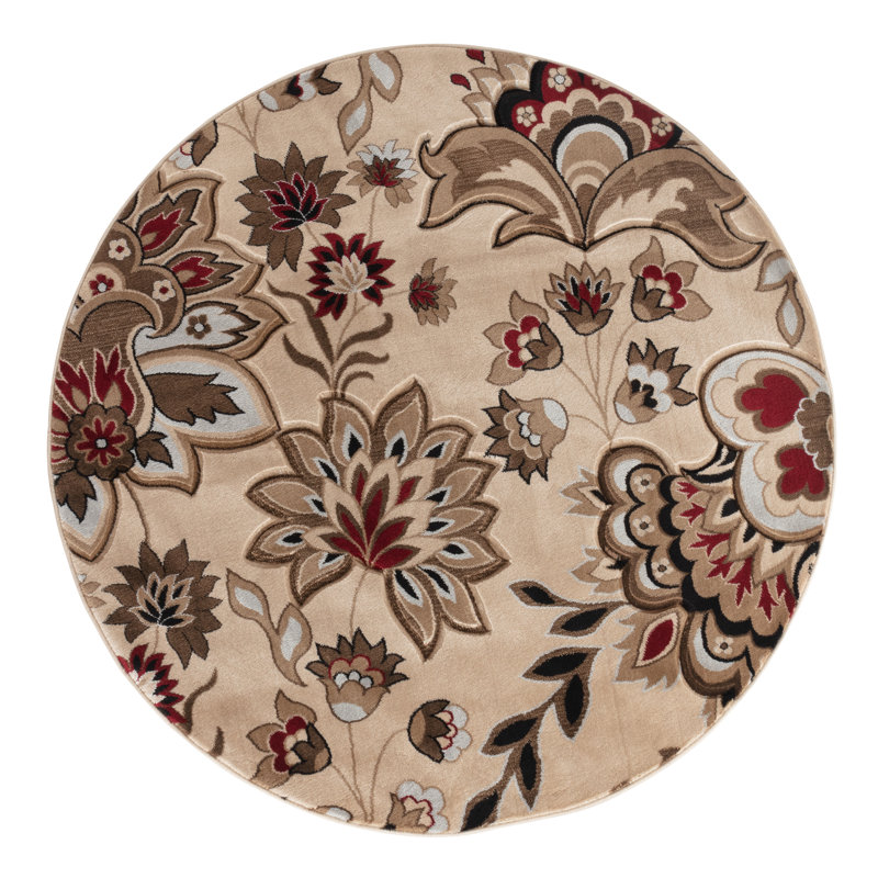 Demaris Floral Indoor Rug, Round 5'2"