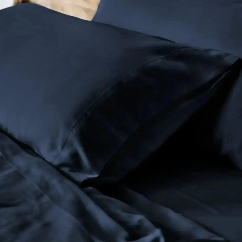 Ensemble de taies d'oreiller en satin et coton luxueux CleanBamboo®, Marine