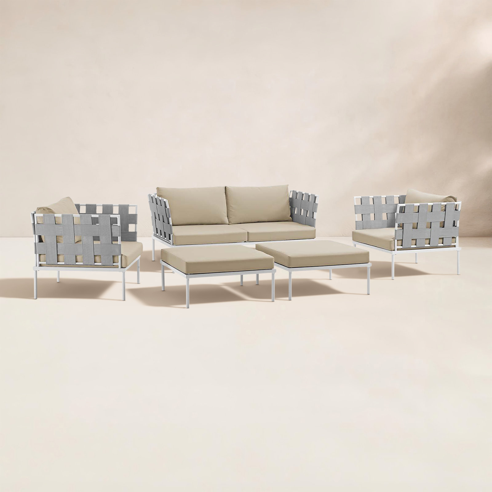 Modway Harmony 5-Person Patio Seating Group, Beige
