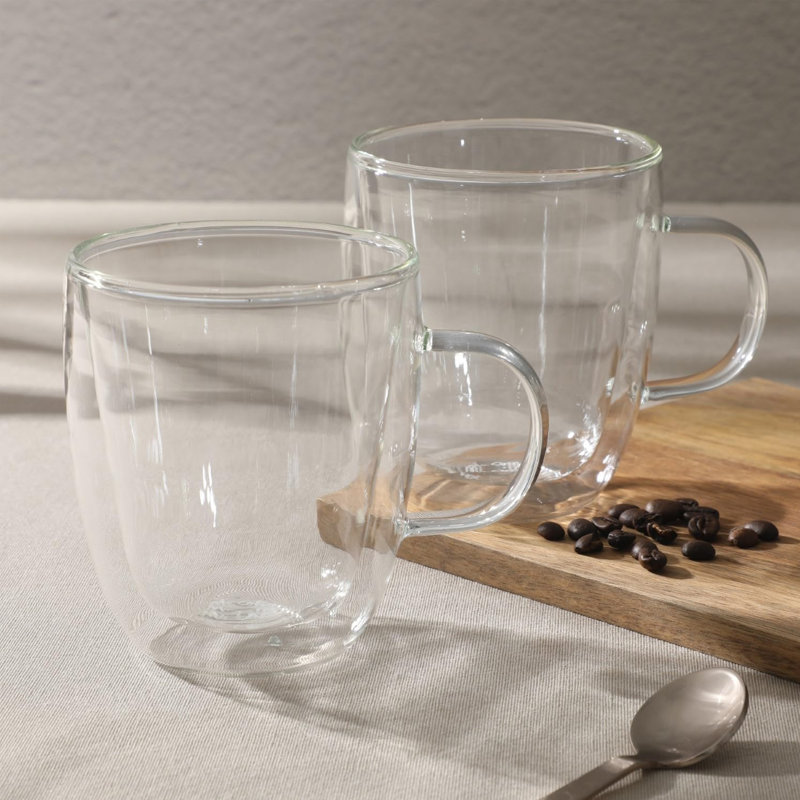 Ensemble de 2 tasses en verre isolantes à double paroi 16 pièces Mr. Coffee