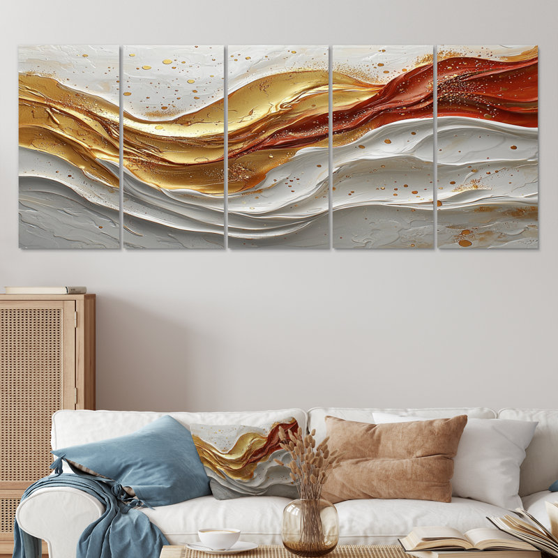 Kohen - Marble Wall Art - ensemble de décorations murales modernes, H 28 po x l 60 po, 5