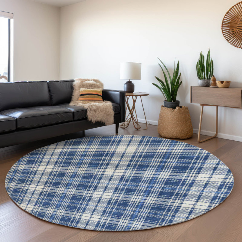 Tapis écossais de qualité supérieure lavable à la machine Lyndhurst AMF993, Rond 8 pi
