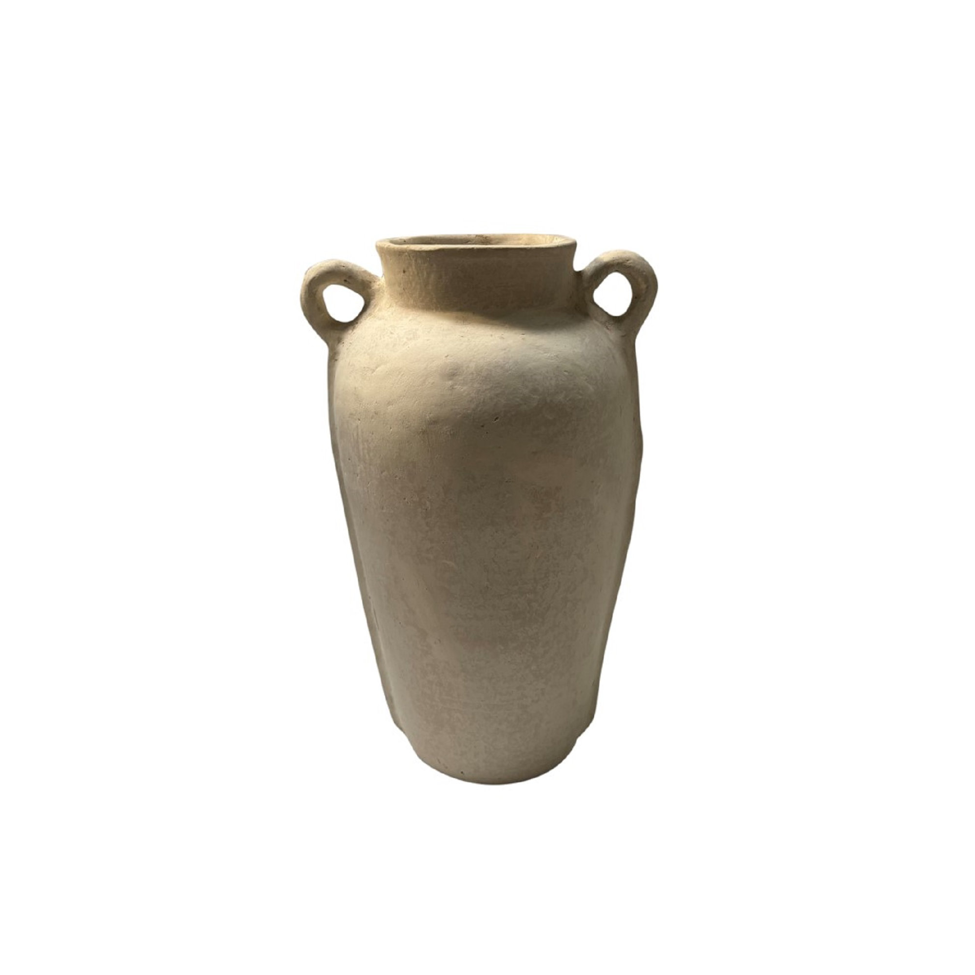 Terracotta Vase Natural Black H 16.3" & Dia 8.5", White
