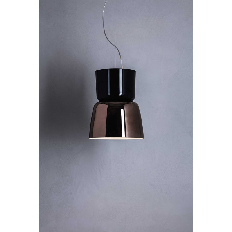3 - Light Chrome LED Cone Pendant, Glossy Black/Copper, No