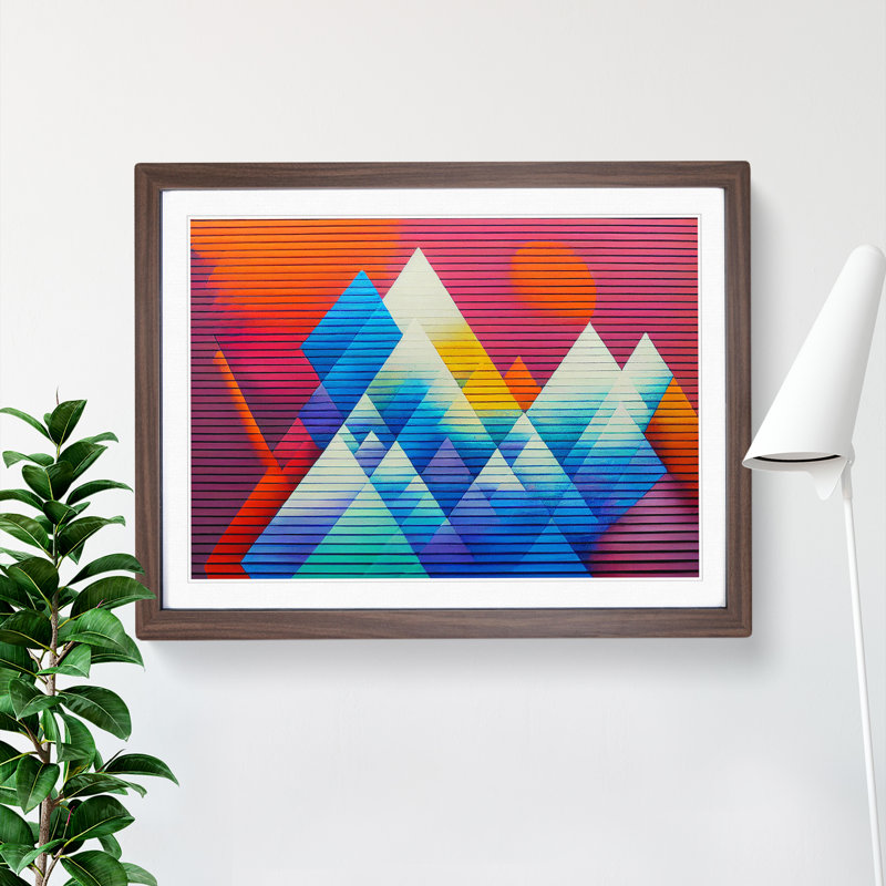 Geometric Graffiti Art Abstract 1 Piece Single Picture Frame Wall Art, 25cm H x 34cm W x 2cm D, Walnut Framed