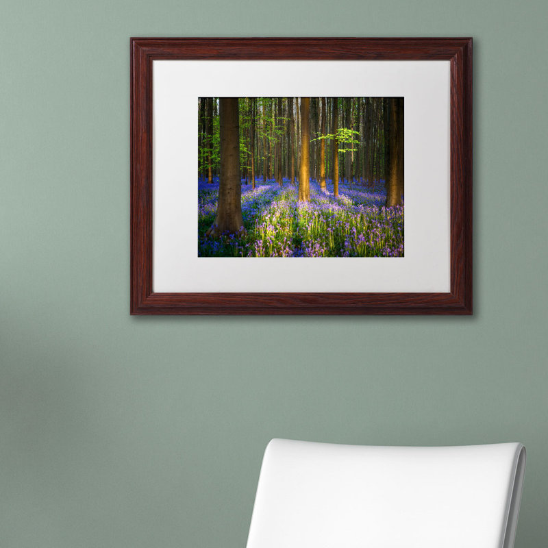 Mystical Forest Landscape Photographic Print on Canvas with Brown Frame