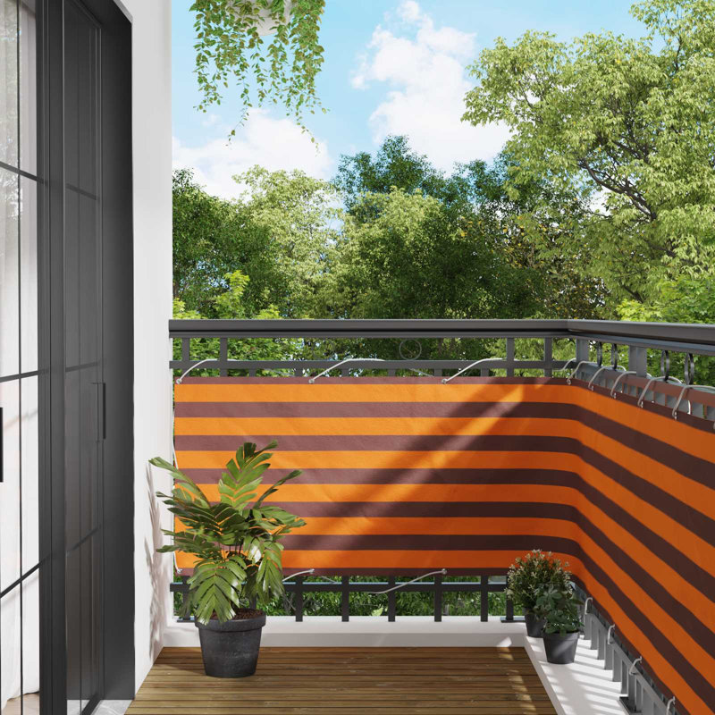 Vidaxl Balcony Screen Outdoor Privacy Screen Fence Patio Screen Oxford Fabric, 200cm W x 75cm D, Orange/Brown