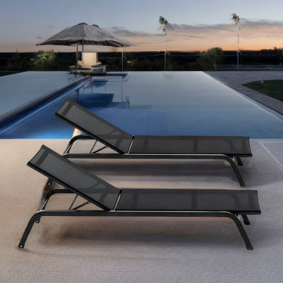 Adjustable Outdoor Lounge Chair Aluminum Frame Outdoor Chaise Lounge