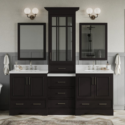 Ensemble de meuble-lavabo à double cuve 85 "avec miroir Abshire