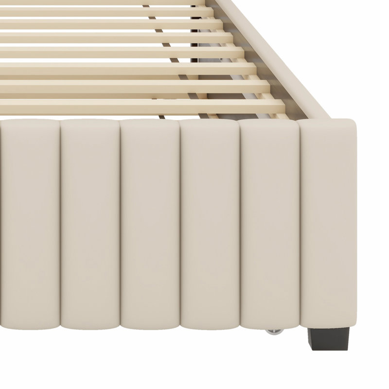 Structure de lit robuste avec lit gigogne, Beige