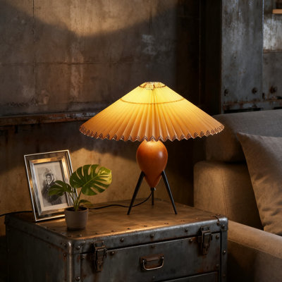 Lampe de table moderne avec deux abat-jours, base en bois massif pour table de chevet, salon, bureau et vestibule