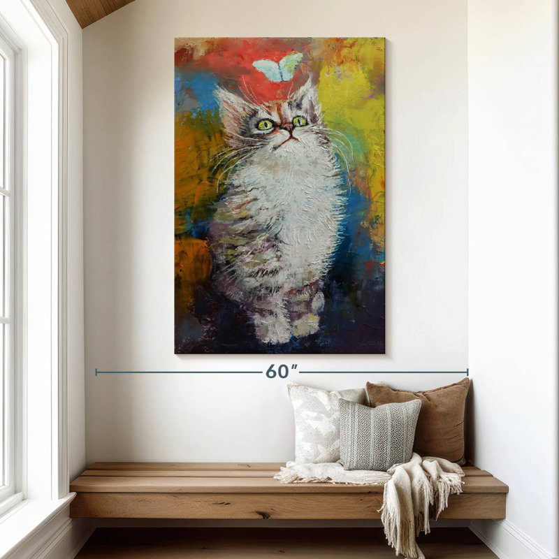 Brampt Kitten And Butterfly, 51" H x 34" W