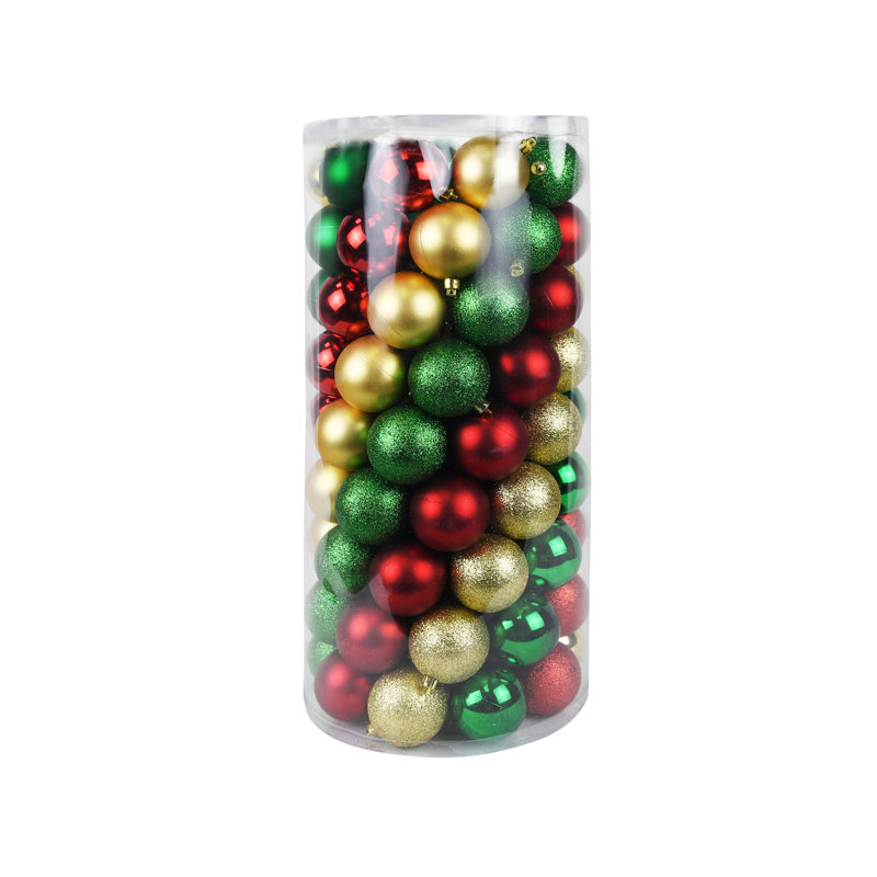 Ensemble d'ornement boule incassable 100 pièces, Rouge / Or / Vert