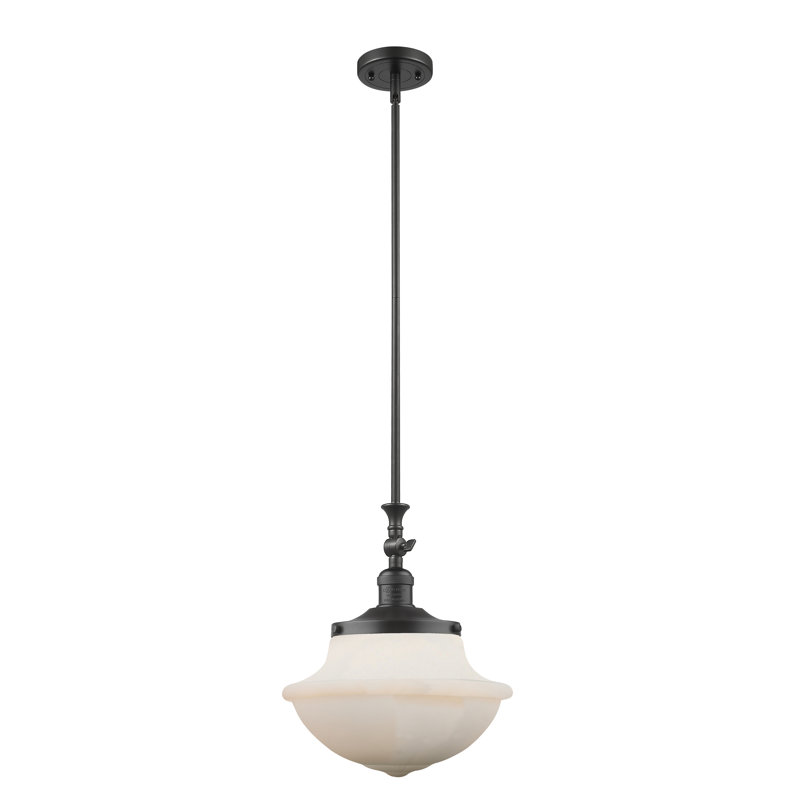 Luminaire suspendu simple à 1 lumière Grourke, White, Laiton brossé, Yes
