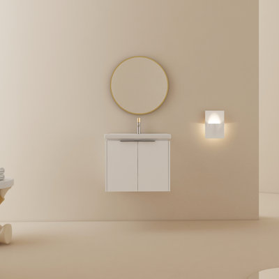 Meuble-lavabo de salle de bain avec lavabo en céramique - fixation murale 24 po, optimisation d'espace 24 po