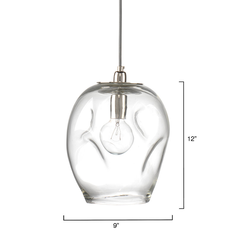 Dimpled Glass Pendant, Large In Glass, Clear
