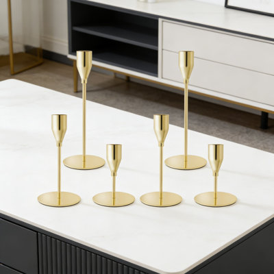 Ensemble de 6 porte-bougies effilés pour centres de mariage et décoration intérieure, grands chandeliers en métal pour table, manteau de cheminée, salle à manger et fête
