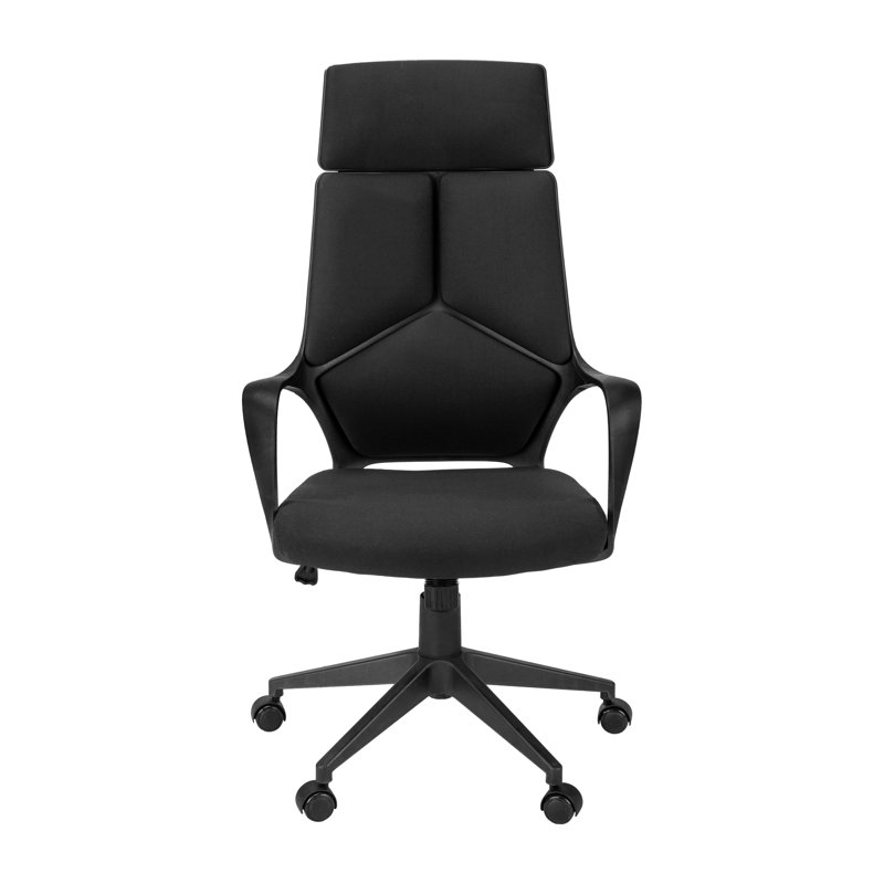Fauteuil de bureau ergonomique à haut dossier avec hauteur réglable et fonctionnalité pivotante - Tissu noir avec base en métal pour les postes de travail de bureau d'ordinateur