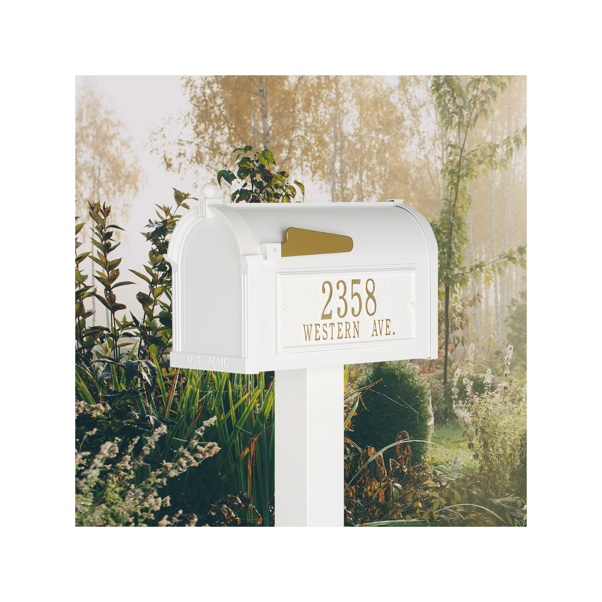 Premium Package Post Mounted Mailbox, White, Yes
