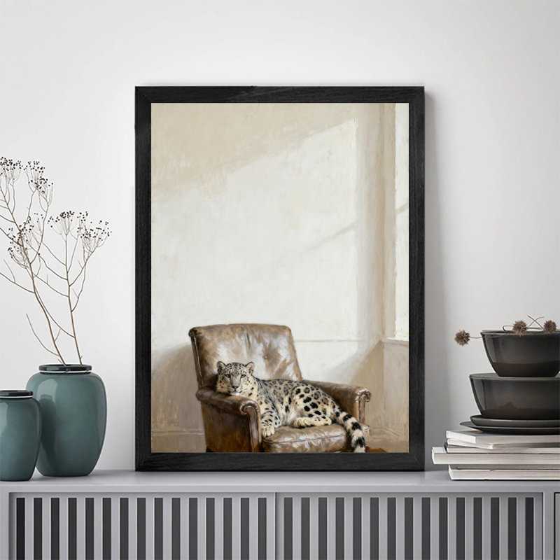 Art mural rétro noir avec motif léopard rétro, H 11 po x l 9 po