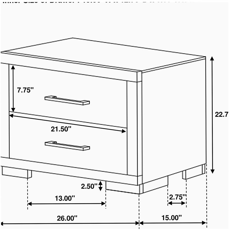 Table de chevet 2 tiroirs Polk Cappuccino