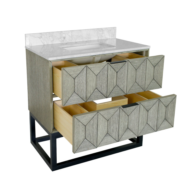 Ensemble de meuble-lavabo simple 36 po Carlet, Chêne gris