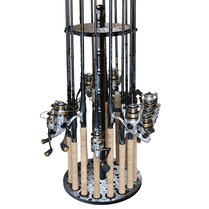 16 Round Rod Rack - Wood Post, Grey