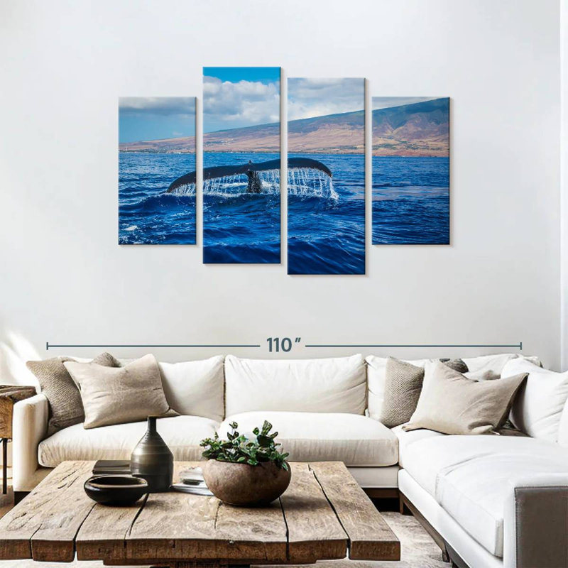 Baleine Brampt au coucher du soleil, H 48 po x l 75 po