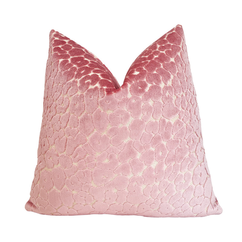 Animal Print Velvet Throw Pillow Cover, 22"H x 22"W, Pink