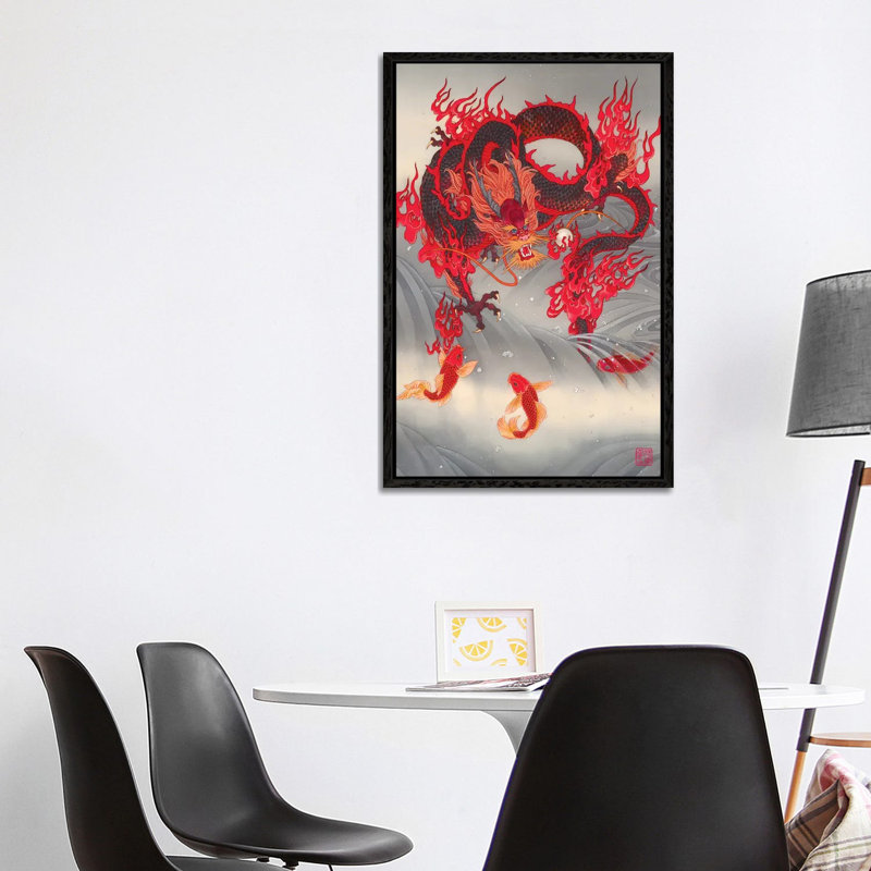 Dragon Gate - Painting on Canvas, 101.6 cm H x 66.04 cm W, Black Framed