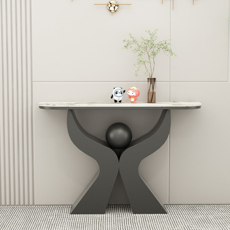 Console de style moderne en pierre frittée, H 31,5 po x l 55 po x P 11,8 po, Noir