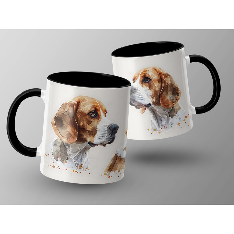 11oz Watercolour Beagle Dog Design Coffee Mug, 3