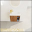 Meuble-lavabo mural flottant de 20 po avec lavabo en résine blanche et armoire à fermeture en douceur, parfait pour les salles de bain modernes et compactes.