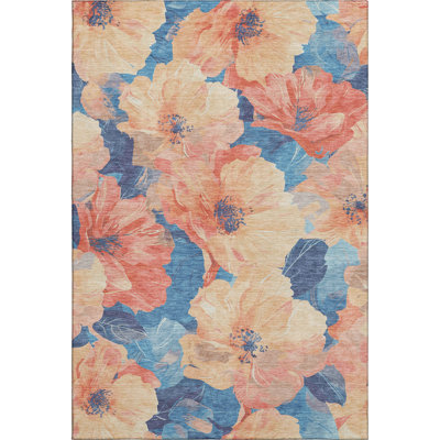Premium Machine Washable Floyd AMF1542 Floral Rug