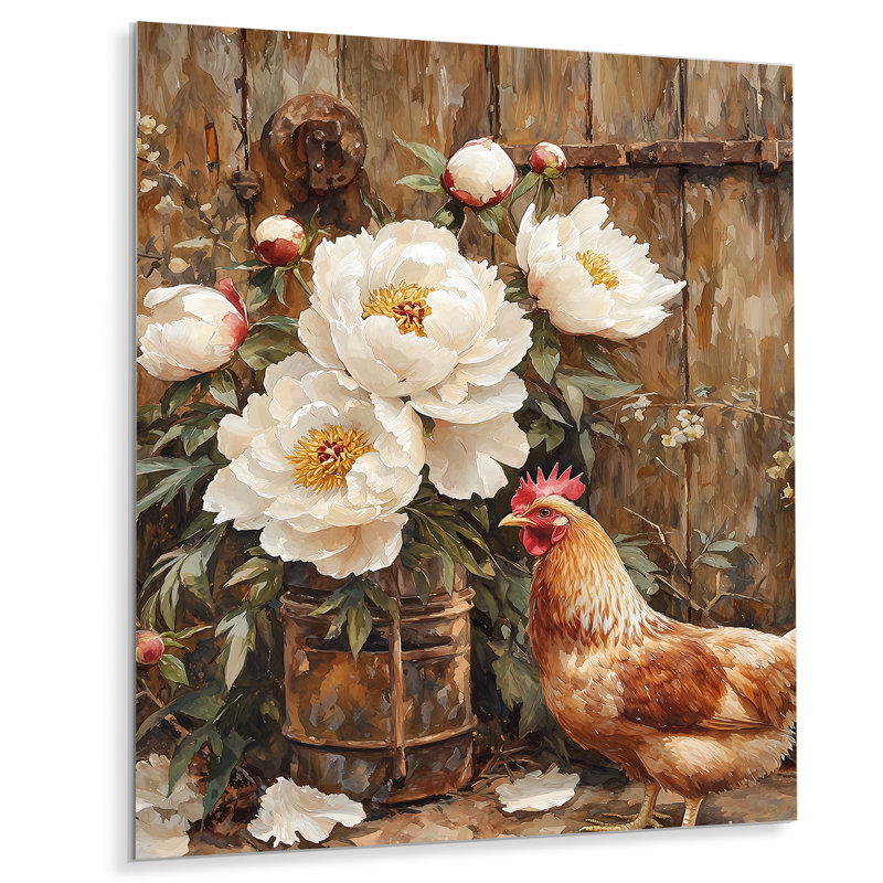 Fermes de pivoines à la ferme - reproduction de métal pivoines, H 20 po x l 12 po